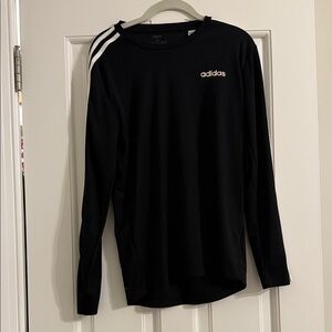 Adidas Black Long Sleeve Top with White Stripes
